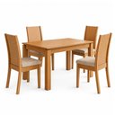 Ver imagem 3 de Conjunto Sala de Jantar 4 Lugares Retangular Tampo MDF Mesa e Cadeiras Athenas Marrom Amêndoa Clean/Linho Rinzai Bege