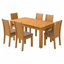Ver imagem 2 de Conjunto Sala de Jantar 6 Lugares Retangular Tampo MDF 180cm Mesa e Cadeiras Athenas Amêndoa Clean/Suede Animale Bege