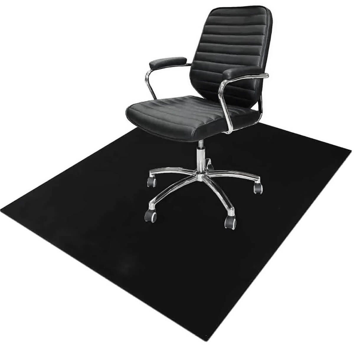 Tapete Protetor de Piso para Cadeira Escritório 100x120cm Preto Protepiso Flexível Dello