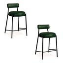 Ver imagem 2 de Banqueta Cozinha Alta com Encosto Industrial Preto Kit 2 Londres Pu Verde D03 - D’Rossi