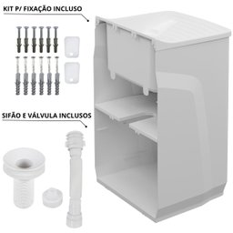Gabinete Para Lavanderia Com Tanque Branco 01 Porta + Torneira + Fita Veda Rosca - 10
