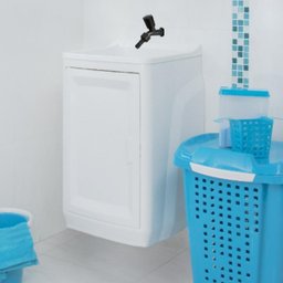 Gabinete Para Lavanderia Com Tanque Branco 01 Porta + Torneira + Fita Veda Rosca - 4