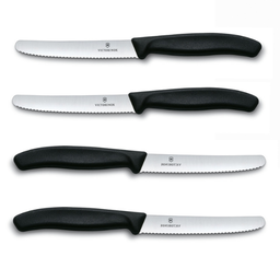 Kit com 4 Facas Swiss Classic Lâmina Serrilhada 11 Cm Preta Victorinox 6.7833.4 - 2