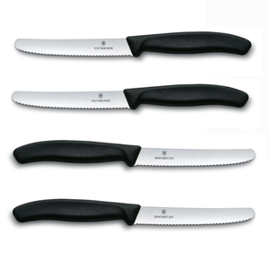 Kit com 4 Facas Swiss Classic Lâmina Serrilhada 11 Cm Preta Victorinox 6.7833.4