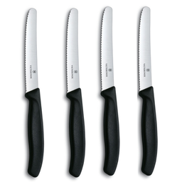 Kit com 4 Facas Swiss Classic Lâmina Serrilhada 11 Cm Preta Victorinox 6.7833.4 - 4