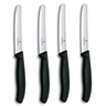 Kit com 4 Facas Swiss Classic Lâmina Serrilhada 11 Cm Preta Victorinox 6.7833.4 - 4
