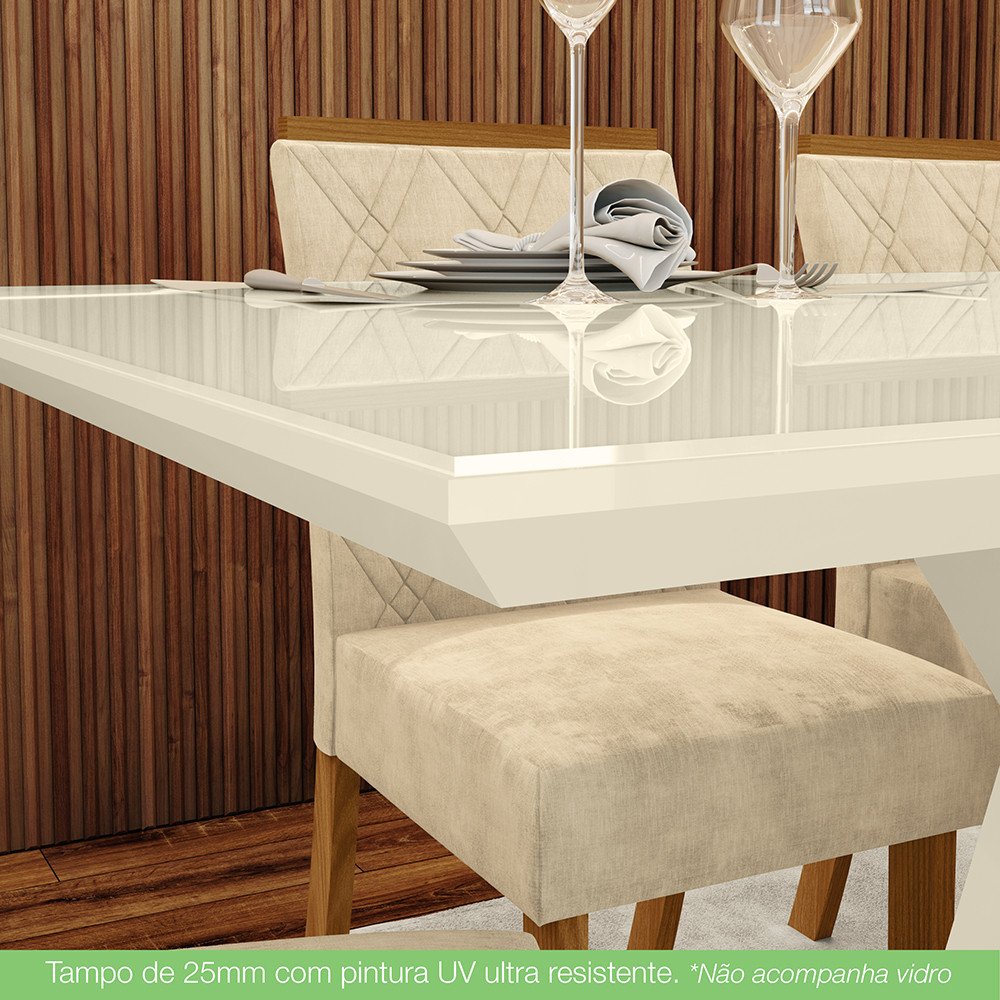 Conjunto Sala De Jantar Mesa 1.600mm Tampo Mdf 6 Cadeiras Zuri Casa 812