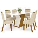 Ver imagem 5 de Conjunto Sala de Jantar Mesa 160cm Tampo MDF com Vidro 6 Cadeiras Lupita Casa 812