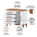 Ver imagem 4 de Cômoda 4 Gavetas e 1 Porta em Madeira Maciça de Pinus com Corrediças Telescópicas Branco/Castanho Claro