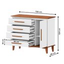 Ver imagem 3 de Cômoda 4 Gavetas e 1 Porta em Madeira Maciça de Pinus com Corrediças Telescópicas Branco/Castanho Claro