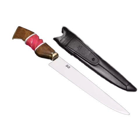 Faca Joana D’Arc 8” – Aço Inox 420C Cabo de Madeira e Resina Rosa
