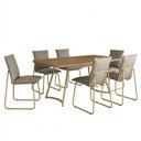 Ver imagem 7 de Conjunto Sala de Jantar Amara 6 Lugares Tampo em MDF com Cadeiras em Aço Dourado Móveis Carraro