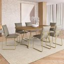 Ver imagem 1 de Conjunto Sala de Jantar Amara 6 Lugares Tampo em MDF com Cadeiras em Aço Dourado Móveis Carraro