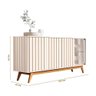 Aparador Buffet Ripado Porta de Vidro 180 Cm Pérola Daryl Shop Jm - 2
