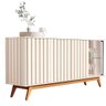 Aparador Buffet Ripado Porta de Vidro 180 Cm Pérola Daryl Shop Jm - 4