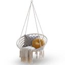 Ver imagem 3 de Cadeira Rede Balanco Suspensa Decoracao Lazer Leitura Descanso Varanda Quintal Jardim Sacada Casa