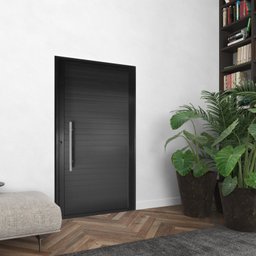 Porta Alumínio 100x210cm Lambril com Puxador Lado Esquerdo Hale Esquadrias - 1