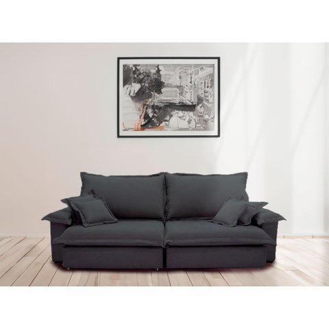 Sofá Retrátil e Reclinável Paris 2.00m Super Pillow - Chumbo