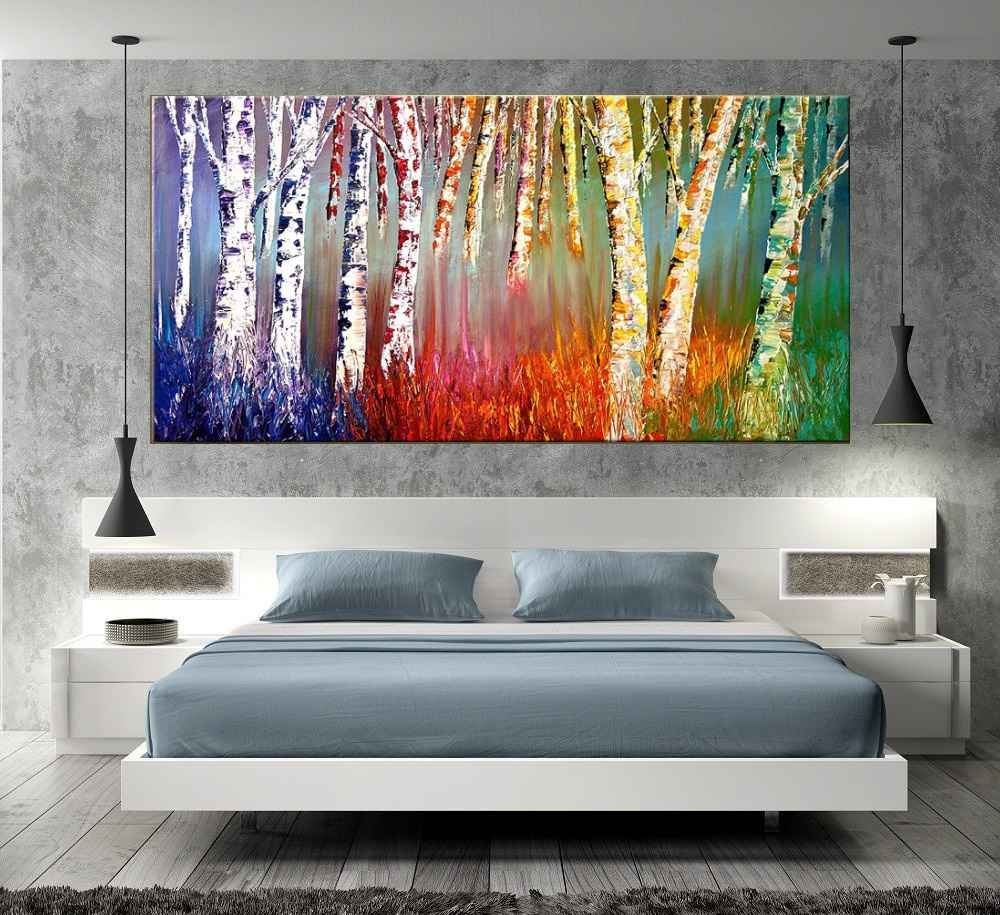 Quadro Pintura Tela Arvores e Flores Modernas Em Altos Relevos 2013: 50cm (A) x 100cm (L) - 5