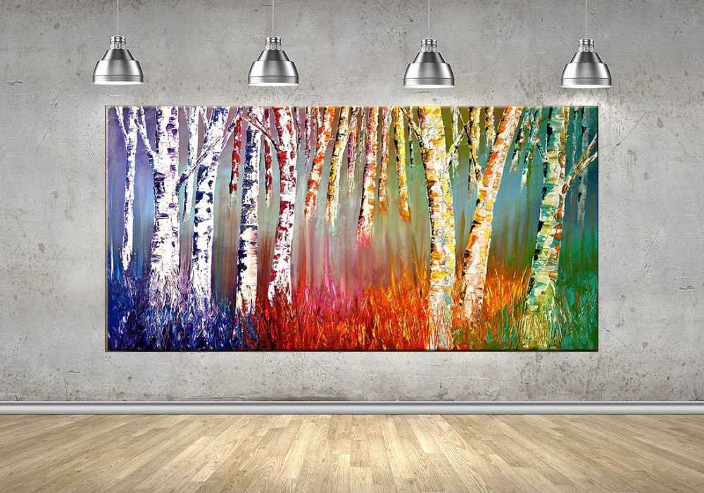 Quadro Pintura Tela Arvores e Flores Modernas Em Altos Relevos 2013: 50cm (A) x 100cm (L) - 4