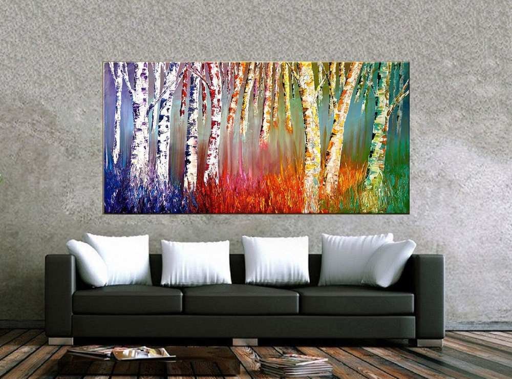 Quadro Pintura Tela Arvores e Flores Modernas Em Altos Relevos 2013: 50cm (A) x 100cm (L) - 2
