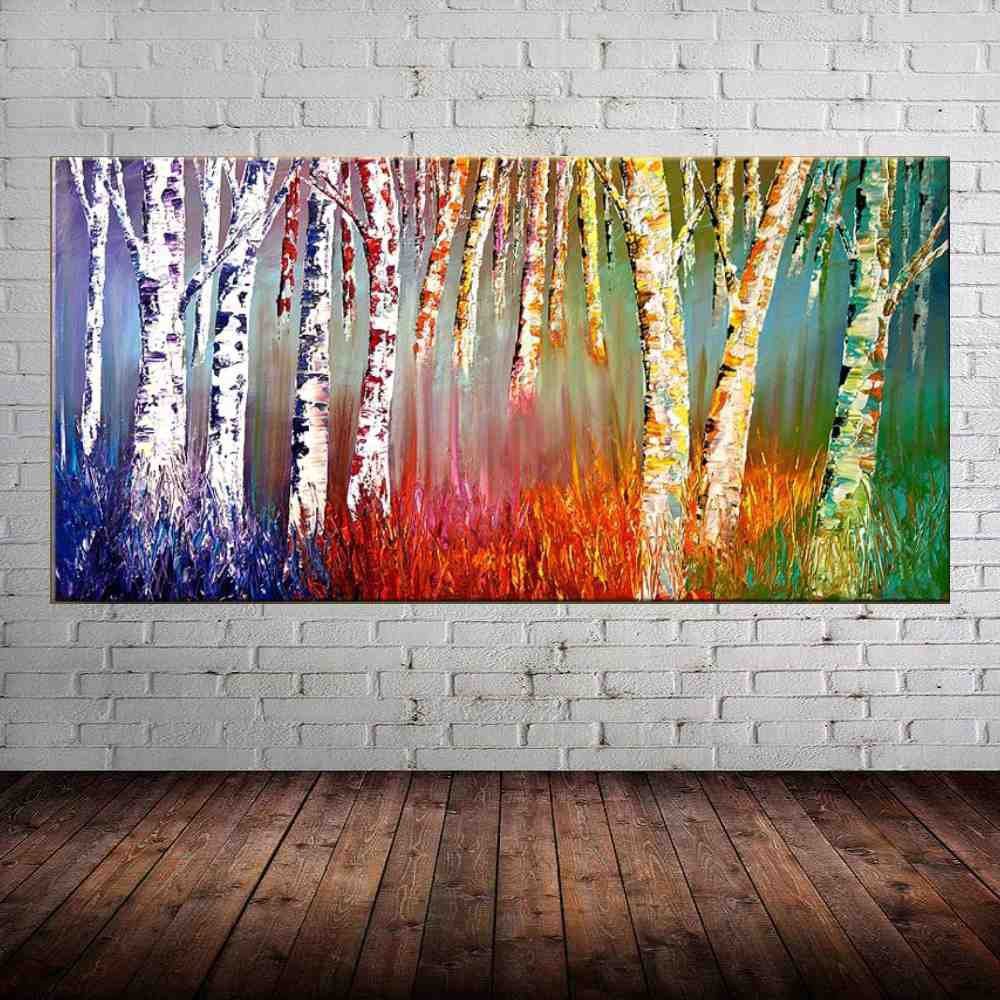 Quadro Pintura Tela Arvores e Flores Modernas Em Altos Relevos 2013: 50cm (A) x 100cm (L) - 1