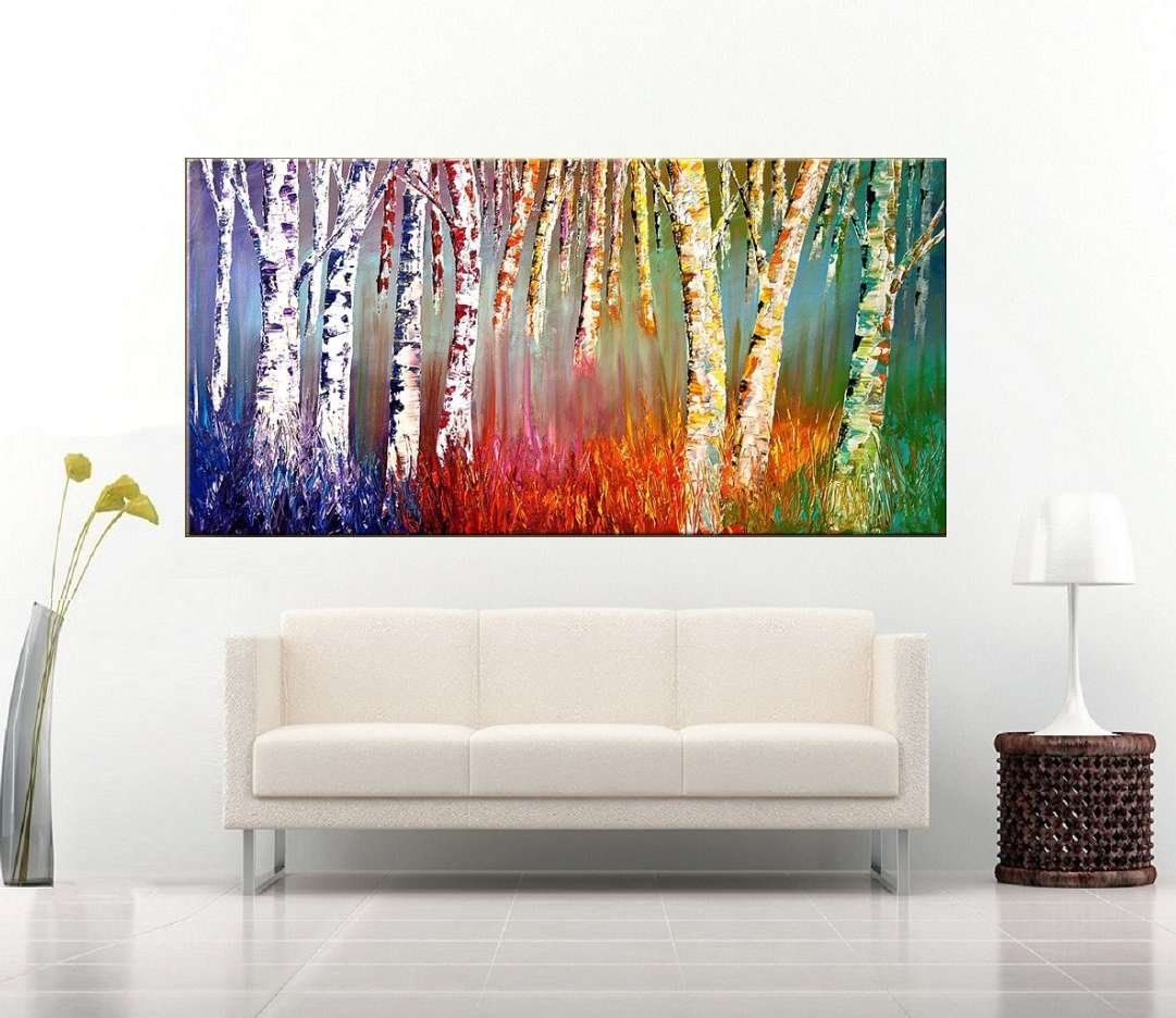 Quadro Pintura Tela Arvores e Flores Modernas Em Altos Relevos 2013: 50cm (A) x 100cm (L) - 3