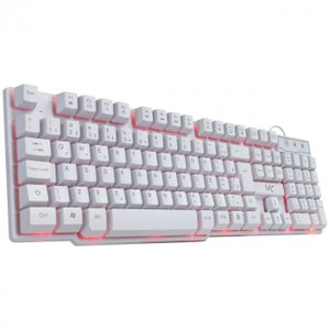 TECLADO GAMER VX GAMING HYDRA BRANCO ABNT2 MULTIMIDIA COM LED VERMELHO SENSACAO MECANICA USB 1.8M