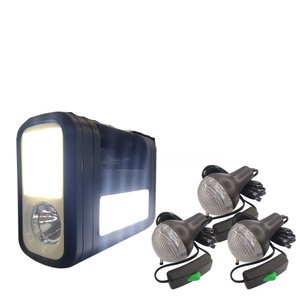 Kit Lanterna Placa Solar Carregador Portatil Energia Emergência Painel Lampadas Acampamento Camping