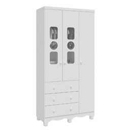 Guarda Roupa Peroba Tedy 3 Portas e 3 Gavetas Mdf Cor Branco - 1