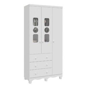 Guarda Roupa Peroba Tedy 3 Portas e 3 Gavetas Mdf Cor Branco