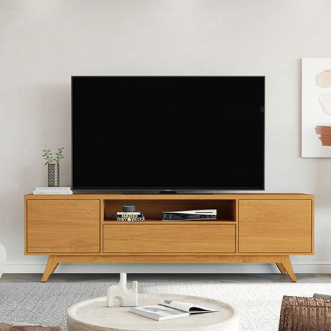 Rack para TV até 72 Polegadas Valencia 3 Portas Nature - Giga Móveis