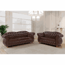 Ver imagem 2 de Conjunto Namoradeiras 2 e 3 Lugares Chesterfield Merlô Via Encanto Courino Marrom