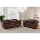 Ver imagem 2 de Conjunto Namoradeiras 2 e 3 Lugares Chesterfield Merlô Via Encanto Courino Marrom