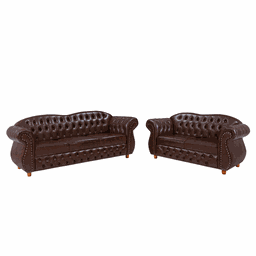 Conjunto Namoradeiras 2 e 3 Lugares Chesterfield Merlô Via Encanto Courino Marrom - 1