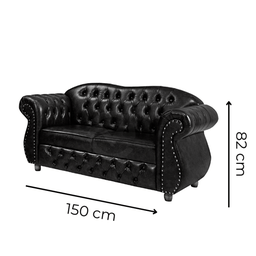 Conjunto Namoradeiras 2 e 3 Lugares Chesterfield Merlô Via Encanto Courino Marrom - 3
