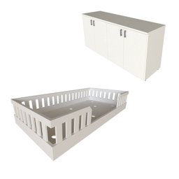 Kit com Cama Solteiro e Armário Baixo Montessoriano Yescasa - 4