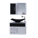 Ver imagem 2 de Gabinete para Banheiro com Cuba e Espelheira Turin Branco/Preto