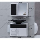 Ver imagem 4 de Gabinete para Banheiro com Cuba e Espelheira Turin Branco/Preto
