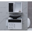 Ver imagem 1 de Gabinete para Banheiro com Cuba e Espelheira Turin Branco/Preto