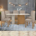 Ver imagem 1 de Conjunto Sala de Jantar 6 Lugares Retangular Tampo MDF Mesa e Cadeiras Astrid