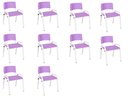 Ver imagem 2 de Kit 10 Cadeira Iso Infantil Creche, Escola Base Branco Lilas