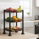 Ver imagem 2 de Estante Organizadora 3 Prateleiras Fruteira Cozinha Cesto Empilhável 3 Andares Multiuso Casa