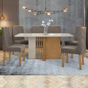 Ver imagem 1 de Conjunto Sala de Jantar 6 Lugares Retangular Tampo MDF Mesa e Cadeiras Astrid