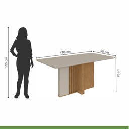 Conjunto Sala de Jantar Mesa Tampo MDF/Vidro e 6 Cadeiras Astrid Móveis Lopas - 4