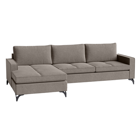 Sofá 3 Lugares Living Fixo Viena com Chaise 2,40m em Linho:bege Avelã
