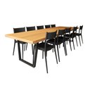 Ver imagem 2 de Conjunto Mesa Madeira Maciça Lanna 3,00 X 1,00 Ferragem Preta com 10 Cadeiras Tramontina Preta