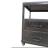 Mesa de Cabeceira de Madeira e Ferro na Cor Preta - com 2 Gavetas e 4 Rodízios - 3