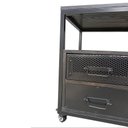 Ver imagem 3 de Mesa de Cabeceira de Madeira e Ferro na Cor Preta - com 2 Gavetas e 4 Rodízios