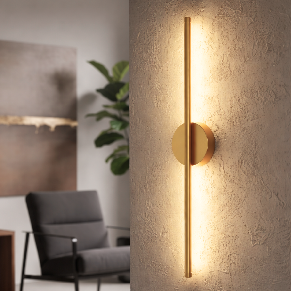 Luminária Arandela 60cm Parede 24 Watts Barra Led Tubo 3 Cores Multitemperatura Gimpo Kjbd-179:doura